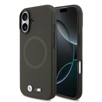Apple iPhone 17 Case BMW Original Licensed M-Safe Charging Feature Metal Logo Perforated M Design Leather Cover - 2
