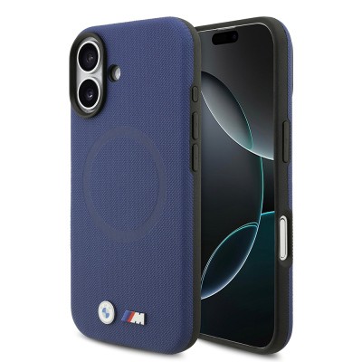 Apple iPhone 17 Case BMW Original Licensed M-Safe Charging Feature Metal Logo Perforated M Design Leather Cover - 5