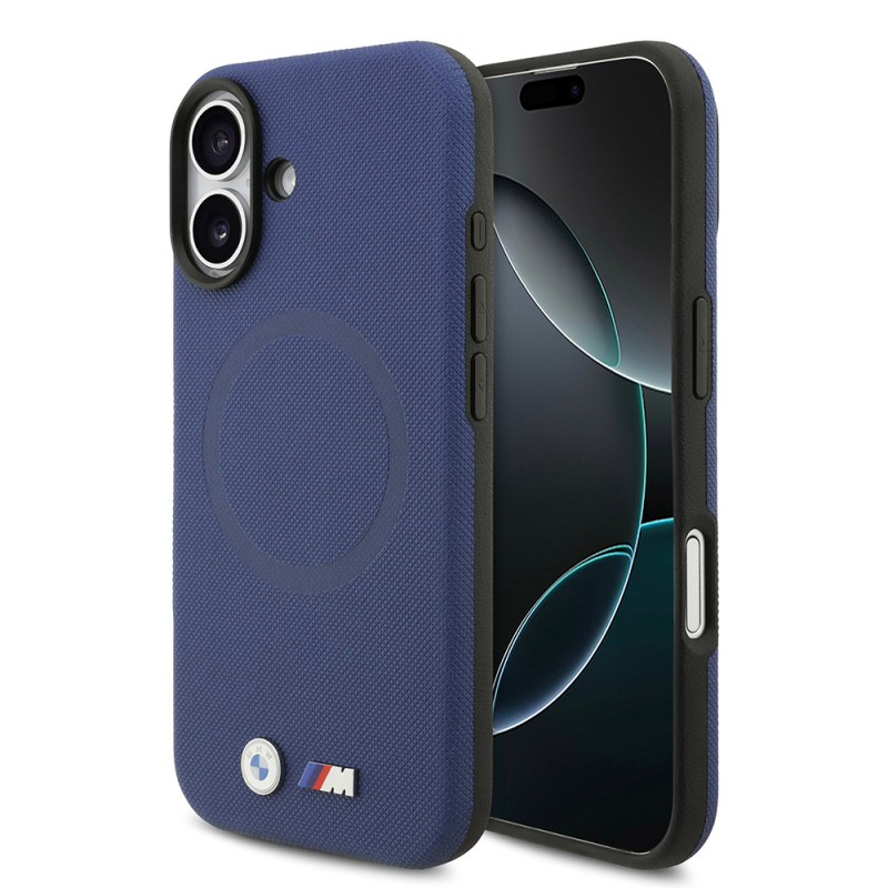 Apple iPhone 17 Case BMW Original Licensed M-Safe Charging Feature Metal Logo Perforated M Design Leather Cover - 5
