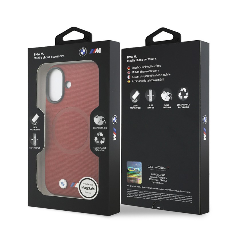 Apple iPhone 17 Case BMW Original Licensed M-Safe Charging Feature Metal Logo Perforated M Design Leather Cover - 41