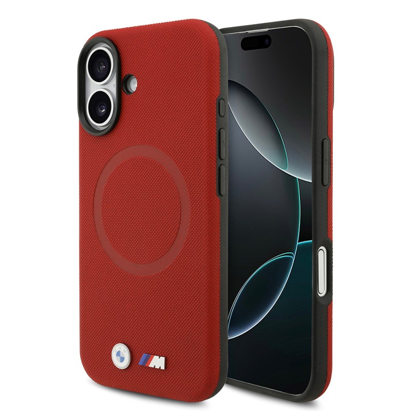 Apple iPhone 17 Case BMW Original Licensed M-Safe Charging Feature Metal Logo Perforated M Design Leather Cover - 6