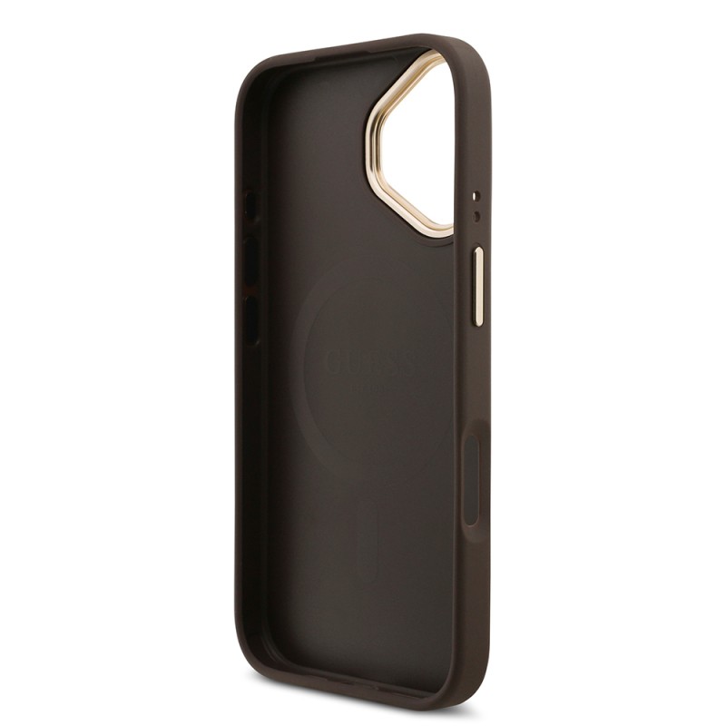 Apple iPhone 17 Case Guess Original Licensed M-safe Charging Case with Strap and 4G Logo Card Holder - 19