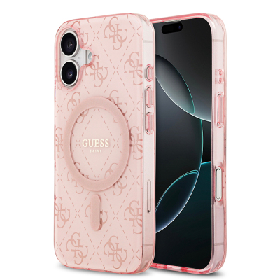 Apple iPhone 17 Case Guess Original Licensed M-Safe Charging Feature IML Printed Classic Logo 4G Patterned Cover - Guess