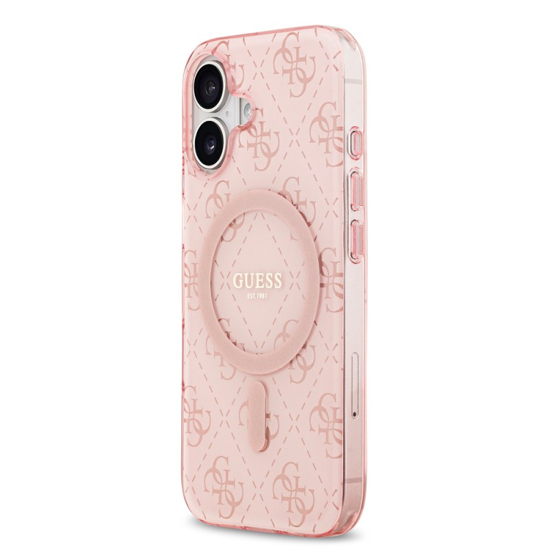 Apple iPhone 17 Case Guess Original Licensed M-Safe Charging Feature IML Printed Classic Logo 4G Patterned Cover - 4