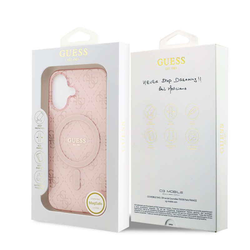 Apple iPhone 17 Case Guess Original Licensed M-Safe Charging Feature IML Printed Classic Logo 4G Patterned Cover - 10