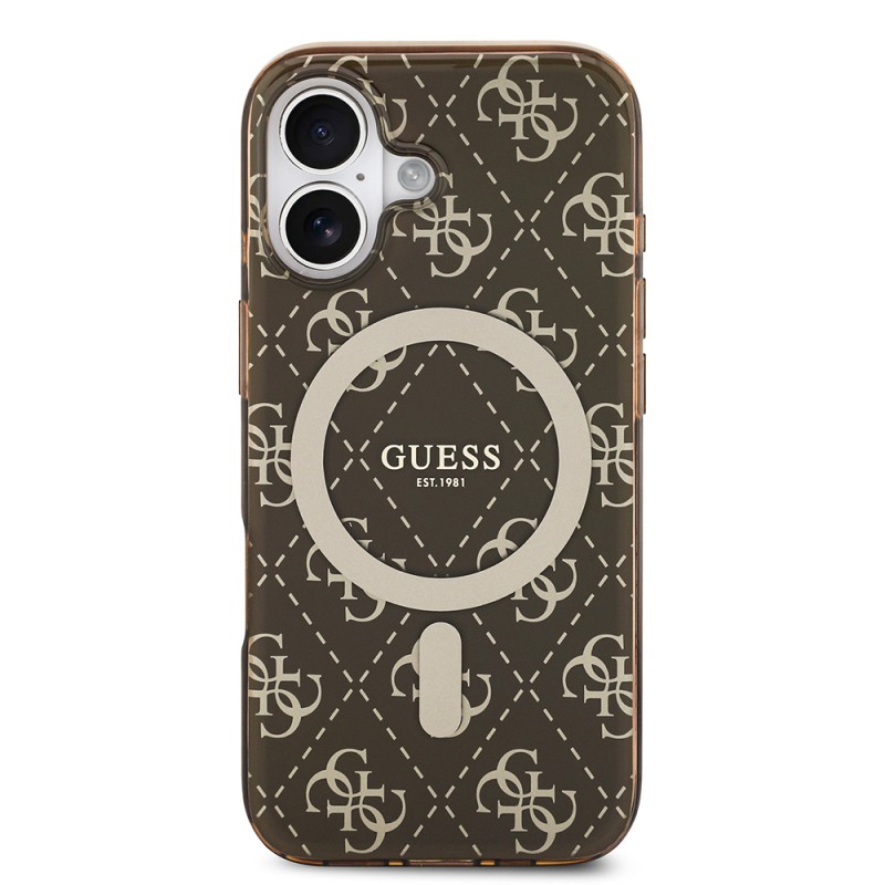 Apple iPhone 17 Case Guess Original Licensed M-Safe Charging Feature IML Printed Classic Logo 4G Patterned Cover - 12