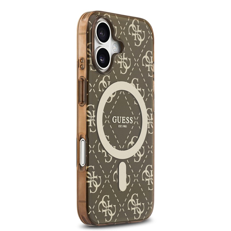 Apple iPhone 17 Case Guess Original Licensed M-Safe Charging Feature IML Printed Classic Logo 4G Patterned Cover - 13