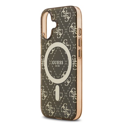 Apple iPhone 17 Case Guess Original Licensed M-Safe Charging Feature IML Printed Classic Logo 4G Patterned Cover - 15