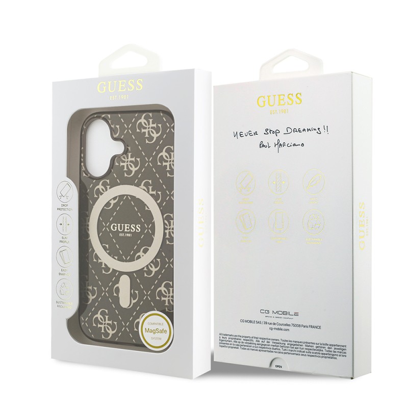 Apple iPhone 17 Case Guess Original Licensed M-Safe Charging Feature IML Printed Classic Logo 4G Patterned Cover - 17
