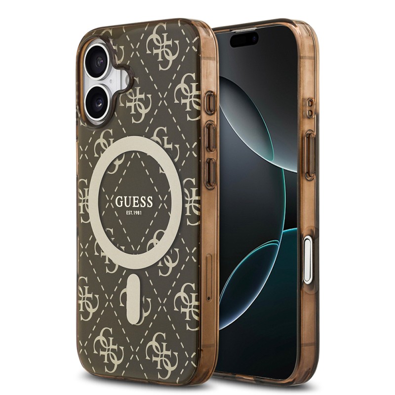 Apple iPhone 17 Case Guess Original Licensed M-Safe Charging Feature IML Printed Classic Logo 4G Patterned Cover - 3