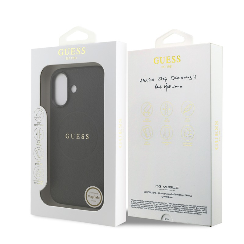Apple iPhone 17 Case Guess Original Licensed M-safe Charging Feature Logo PU Leather Cover  - 9