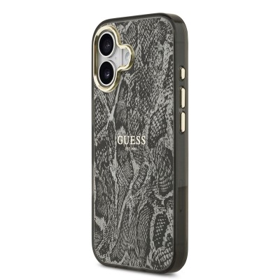 Apple iPhone 17 Case Guess Original Licensed M-safe Charging Feature Text Logo Python Patterned Cover - 4