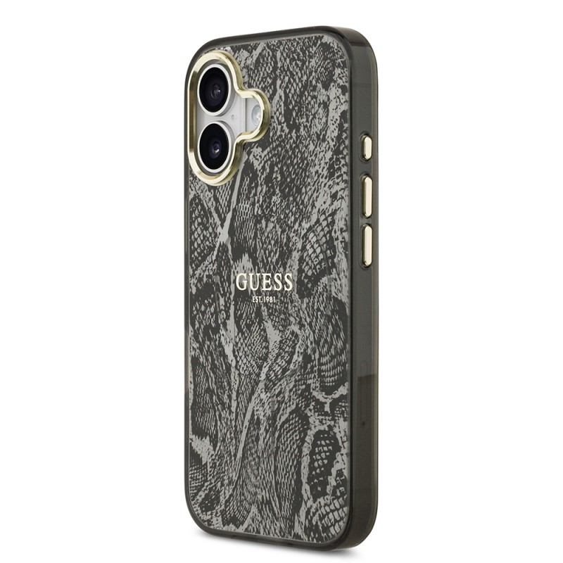 Apple iPhone 17 Case Guess Original Licensed M-safe Charging Feature Text Logo Python Patterned Cover - 4