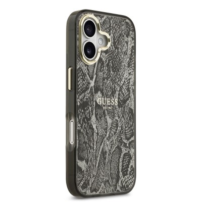 Apple iPhone 17 Case Guess Original Licensed M-safe Charging Feature Text Logo Python Patterned Cover - 6
