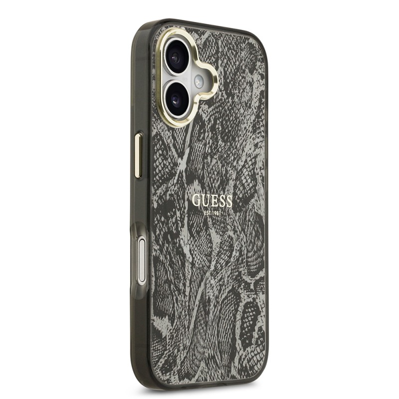 Apple iPhone 17 Case Guess Original Licensed M-safe Charging Feature Text Logo Python Patterned Cover - 6