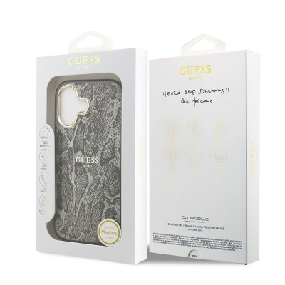 Apple iPhone 17 Case Guess Original Licensed M-safe Charging Feature Text Logo Python Patterned Cover - 10