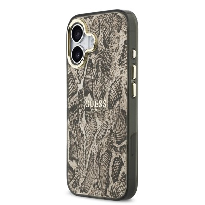 Apple iPhone 17 Case Guess Original Licensed M-safe Charging Feature Text Logo Python Patterned Cover - 11