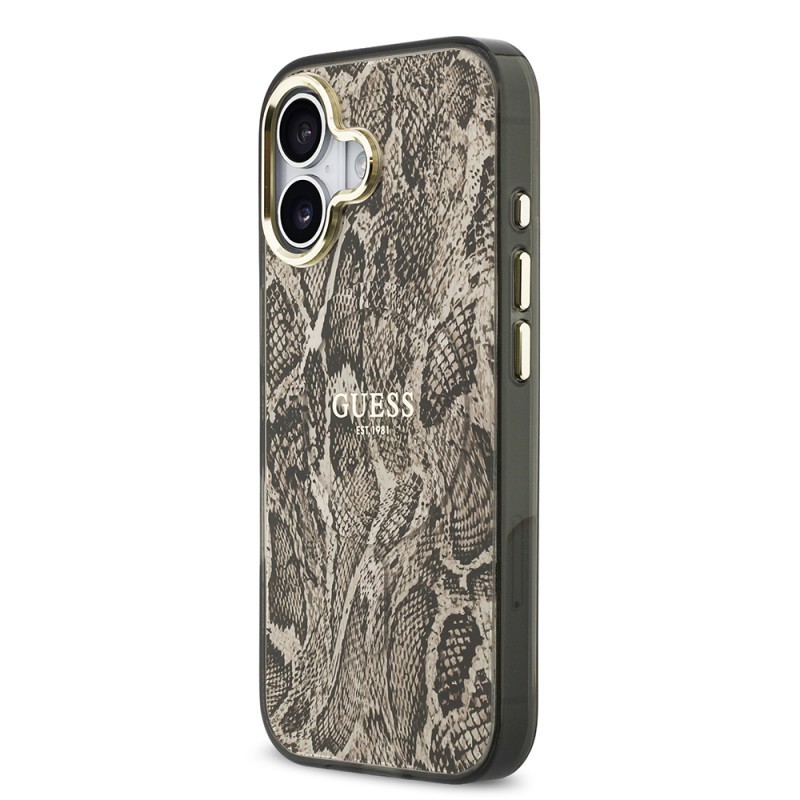 Apple iPhone 17 Case Guess Original Licensed M-safe Charging Feature Text Logo Python Patterned Cover - 11
