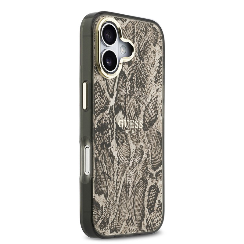 Apple iPhone 17 Case Guess Original Licensed M-safe Charging Feature Text Logo Python Patterned Cover - 13