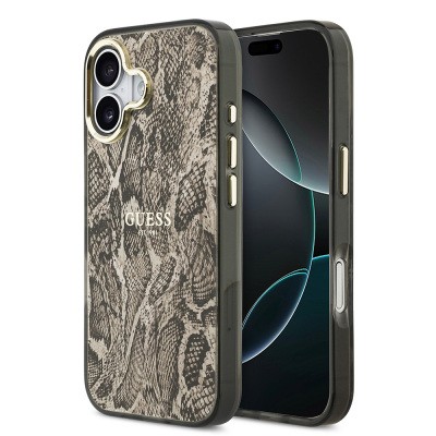 Apple iPhone 17 Case Guess Original Licensed M-safe Charging Feature Text Logo Python Patterned Cover - 3