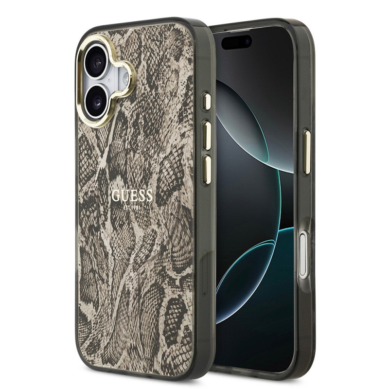 Apple iPhone 17 Case Guess Original Licensed M-safe Charging Feature Text Logo Python Patterned Cover - 3