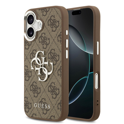 Apple iPhone 17 Case Guess Original Licensed Silver Metal Camera Frame 4G Patterned Metal Big 4G and Text Logo Cover - Guess