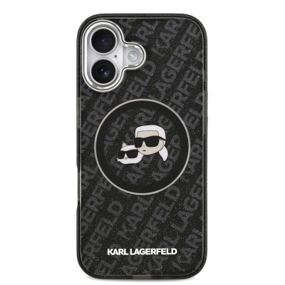 Apple iPhone 17 Case Karl Lagerfeld Original Licensed Glittery Karl & Choupette Heads Cover - 6