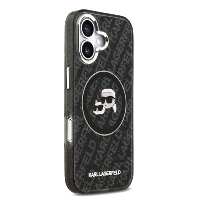 Apple iPhone 17 Case Karl Lagerfeld Original Licensed Glittery Karl & Choupette Heads Cover - 7