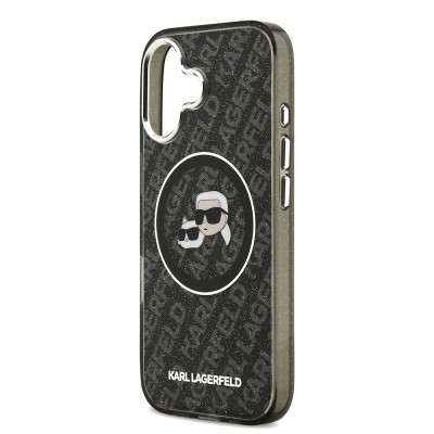Apple iPhone 17 Case Karl Lagerfeld Original Licensed Glittery Karl & Choupette Heads Cover - 9