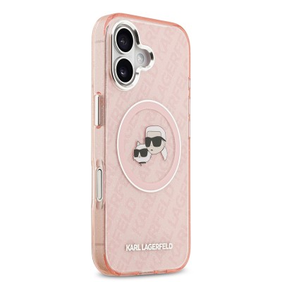 Apple iPhone 17 Case Karl Lagerfeld Original Licensed Glittery Karl & Choupette Heads Cover - 14