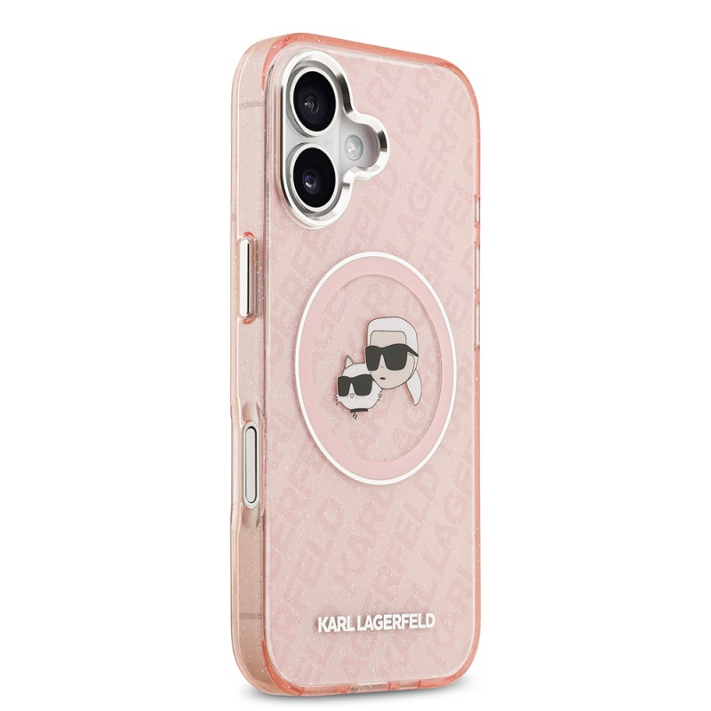 Apple iPhone 17 Case Karl Lagerfeld Original Licensed Glittery Karl & Choupette Heads Cover - 14
