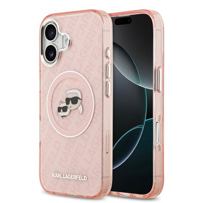 Apple iPhone 17 Case Karl Lagerfeld Original Licensed Glittery Karl & Choupette Heads Cover - 3