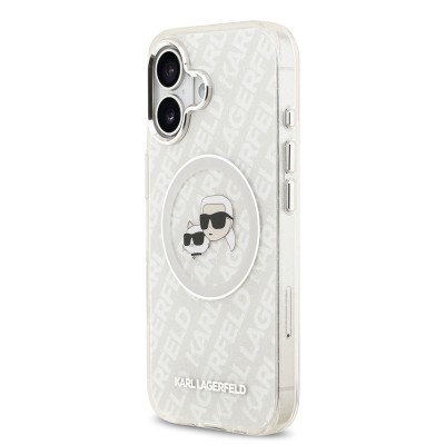 Apple iPhone 17 Case Karl Lagerfeld Original Licensed Glittery Karl & Choupette Heads Cover - 19