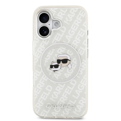 Apple iPhone 17 Case Karl Lagerfeld Original Licensed Glittery Karl & Choupette Heads Cover - 20