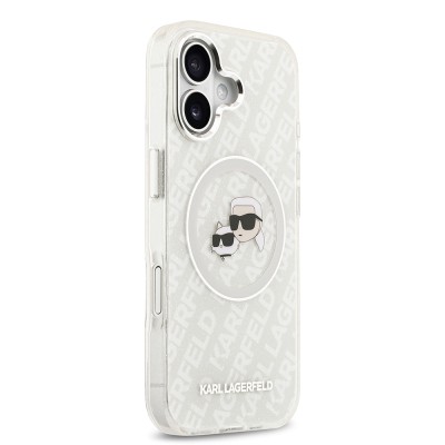 Apple iPhone 17 Case Karl Lagerfeld Original Licensed Glittery Karl & Choupette Heads Cover - 21