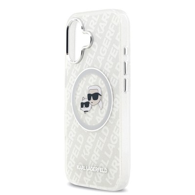 Apple iPhone 17 Case Karl Lagerfeld Original Licensed Glittery Karl & Choupette Heads Cover - 23