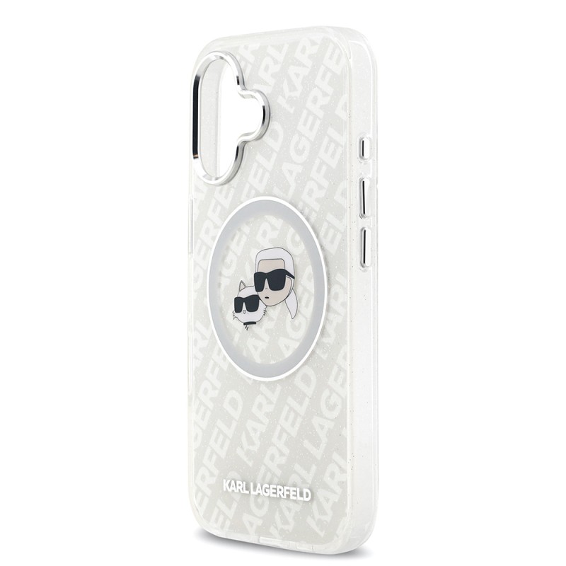 Apple iPhone 17 Case Karl Lagerfeld Original Licensed Glittery Karl & Choupette Heads Cover - 23