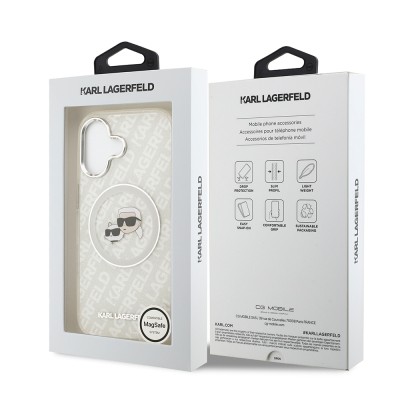 Apple iPhone 17 Case Karl Lagerfeld Original Licensed Glittery Karl & Choupette Heads Cover - 25