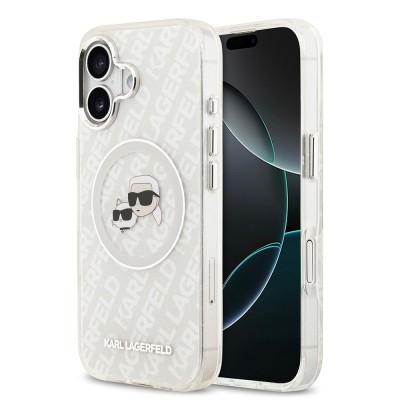 Apple iPhone 17 Case Karl Lagerfeld Original Licensed Glittery Karl & Choupette Heads Cover - 4