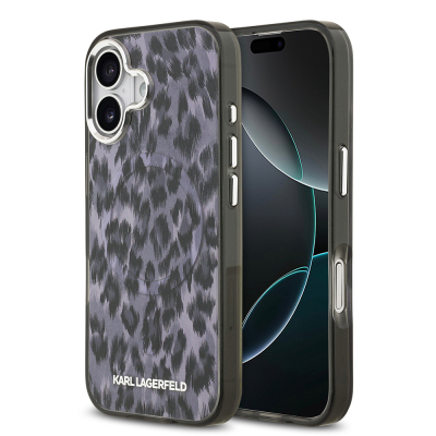 Apple iPhone 17 Case Karl Lagerfeld Original Licensed M-Safe Charging Feature IML Leopard Print Cover - Karl Lagerfeld