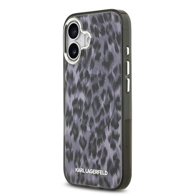 Apple iPhone 17 Case Karl Lagerfeld Original Licensed M-Safe Charging Feature IML Leopard Print Cover - 3
