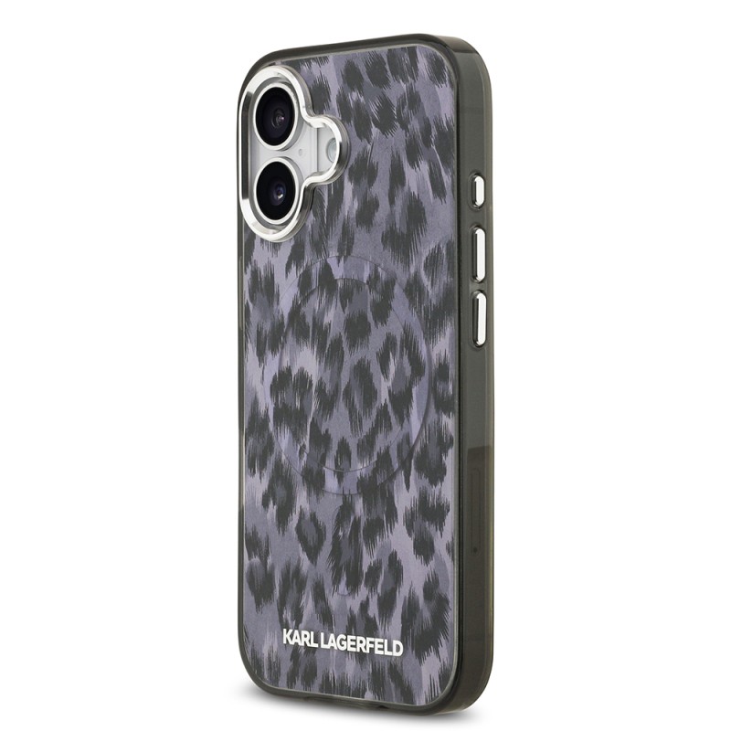 Apple iPhone 17 Case Karl Lagerfeld Original Licensed M-Safe Charging Feature IML Leopard Print Cover - 3