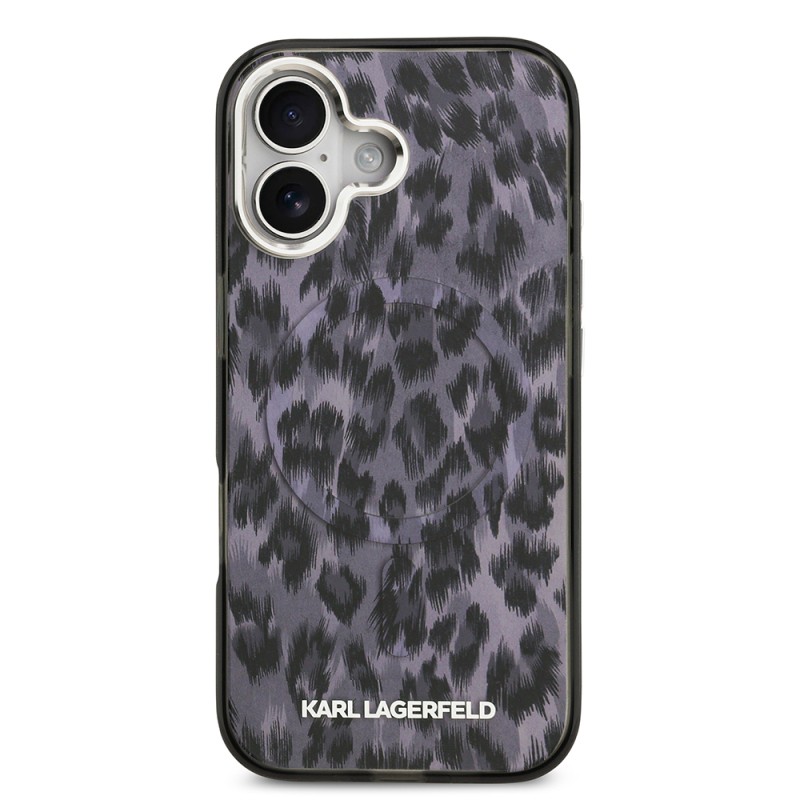Apple iPhone 17 Case Karl Lagerfeld Original Licensed M-Safe Charging Feature IML Leopard Print Cover - 4