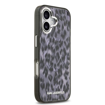 Apple iPhone 17 Case Karl Lagerfeld Original Licensed M-Safe Charging Feature IML Leopard Print Cover - 5