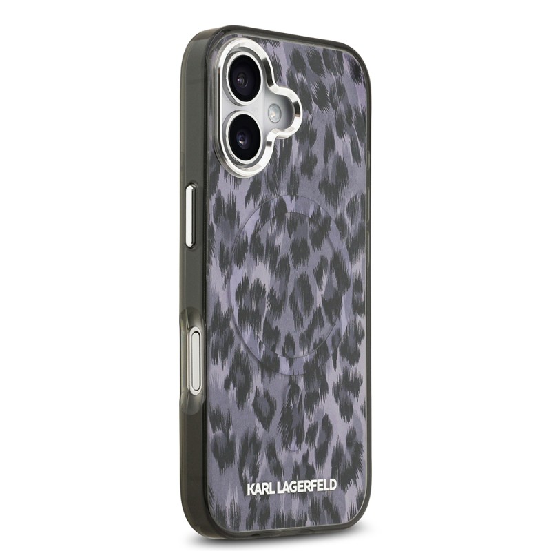 Apple iPhone 17 Case Karl Lagerfeld Original Licensed M-Safe Charging Feature IML Leopard Print Cover - 5
