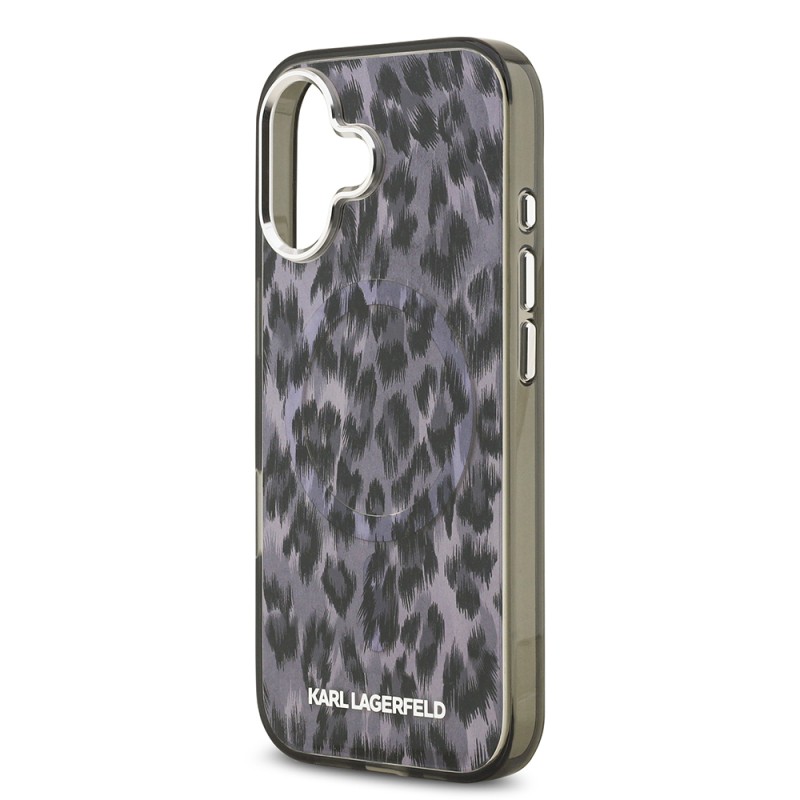 Apple iPhone 17 Case Karl Lagerfeld Original Licensed M-Safe Charging Feature IML Leopard Print Cover - 7