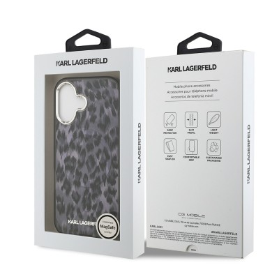 Apple iPhone 17 Case Karl Lagerfeld Original Licensed M-Safe Charging Feature IML Leopard Print Cover - 9