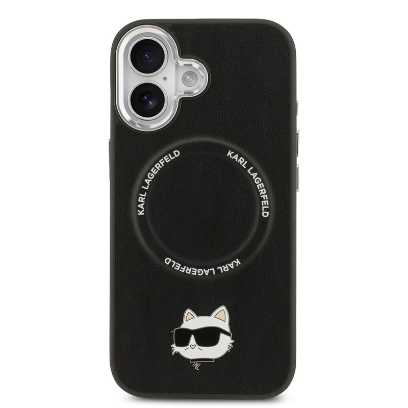 Apple iPhone 17 Case Karl Lagerfeld Original Licensed M-Safe Charging Feature Metal Camera and Button Design Choupette PU Leather Cover - 4