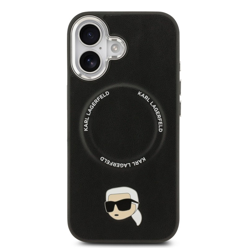 Apple iPhone 17 Case Karl Lagerfeld Original Licensed M-safe Charging Feature Metal Camera and Button Design Karl PU Leather Cover - 4