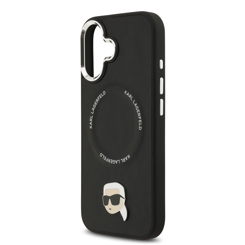 Apple iPhone 17 Case Karl Lagerfeld Original Licensed M-safe Charging Feature Metal Camera and Button Design Karl PU Leather Cover - 7